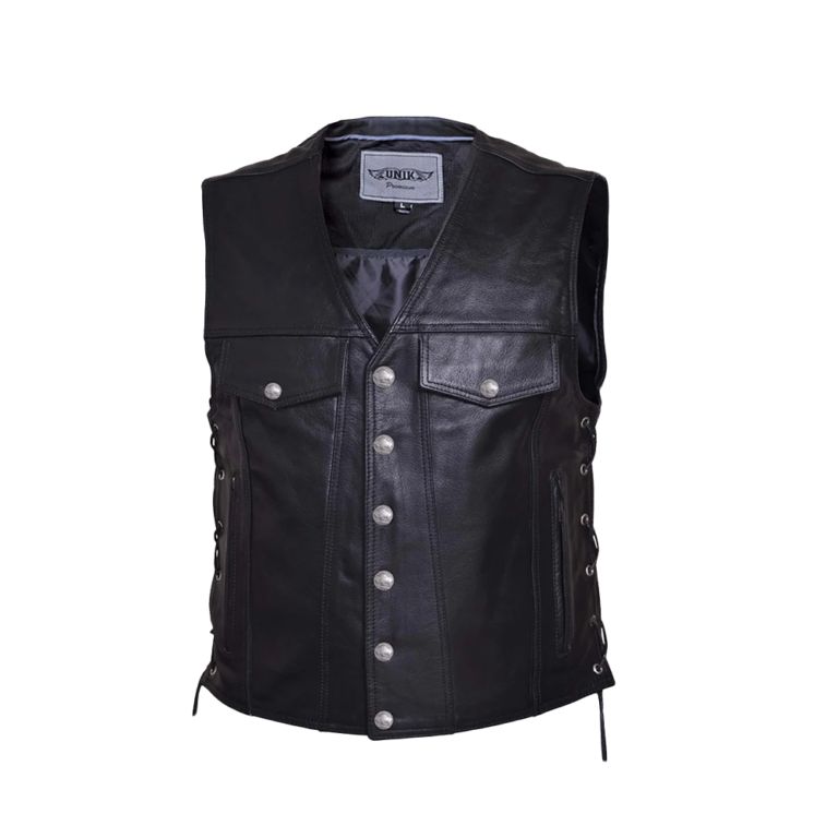 Motorcycle Vest Biker Club Leather with Gun Pockets
